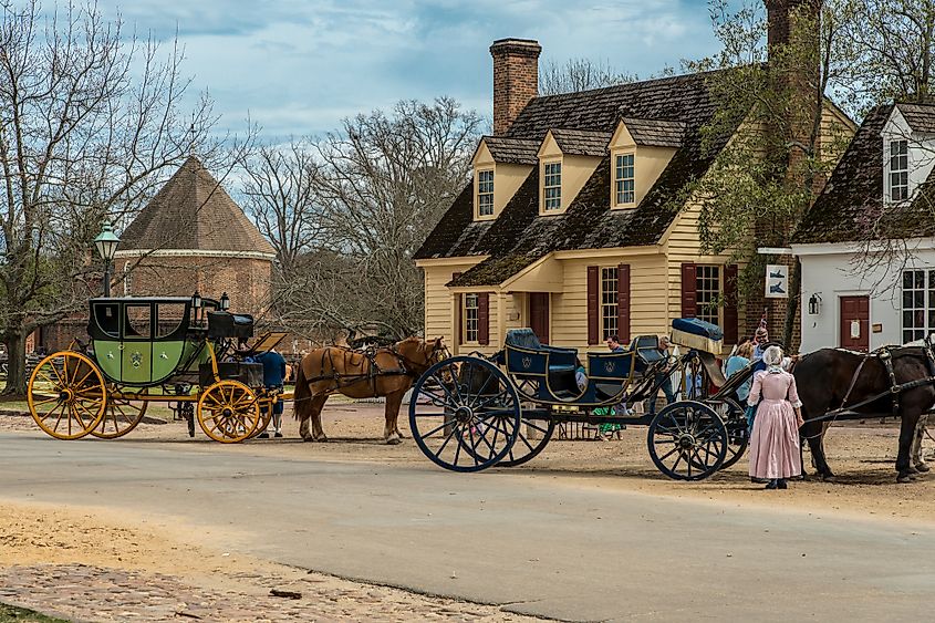 Horse drawn carriage tours in British Colony in Williamsburg, Virginia