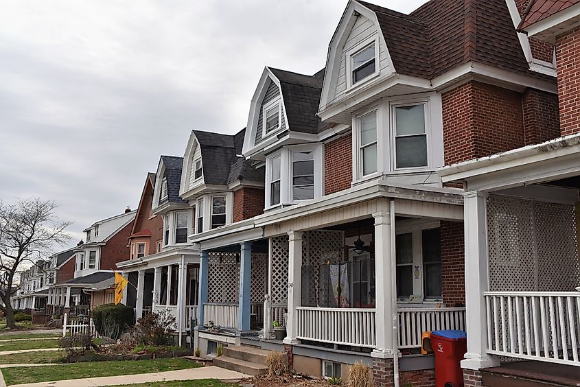 A string of row homes in Norristown, Pennsylvania.