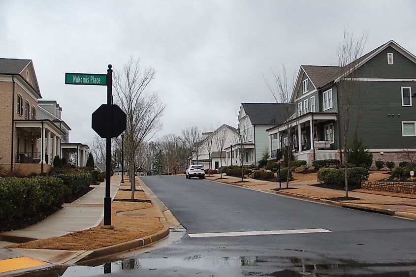 A quaint street in the town of Milton, Georgia.