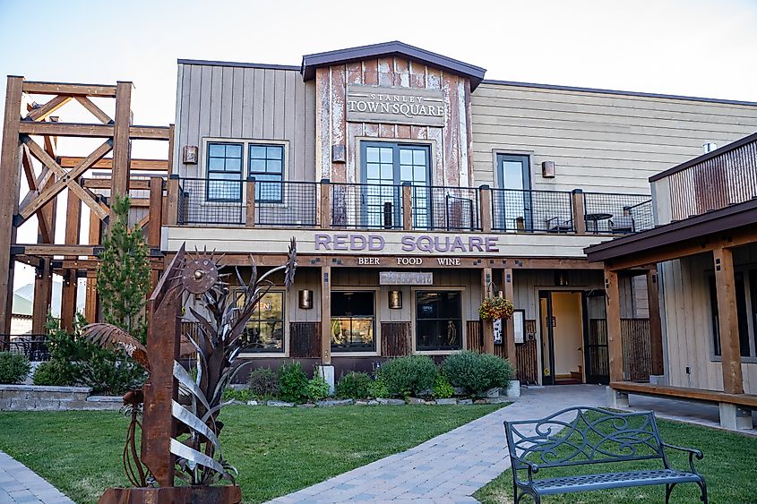 Exterior of the Stanley Town Square, a public space with restaurants and shopping. Editorial credit: melissamn / Shutterstock.com