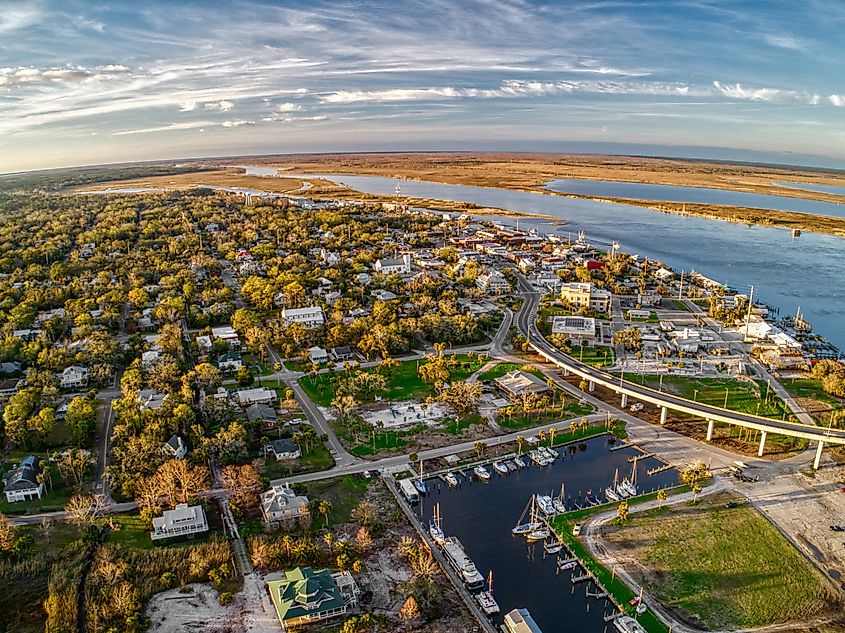 Aerial view of Apalachicola in Florida.