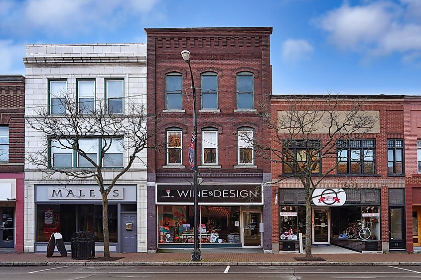 Market Street in the Gaffer District in Corning, New York. Editorial credit: Spiroview Inc / Shutterstock.com