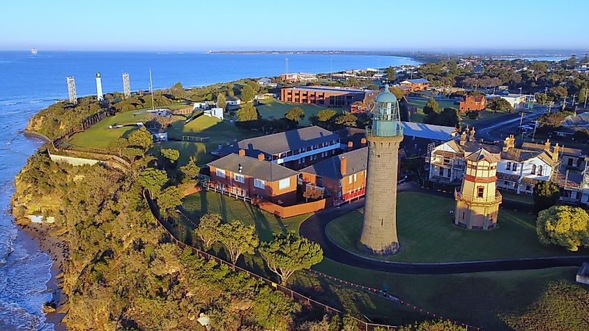 Lighthouse along the coast of Queenscliff in Victoria.