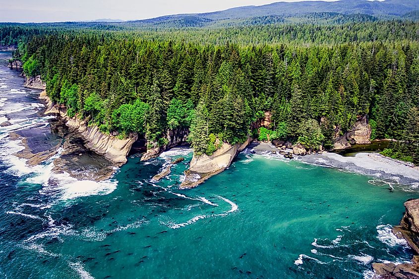 Aerial image of the Pacific Rim area Vancouver Island, BC