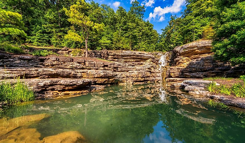 Waterfalls at Top of the Rock Lost Canyon Cave Nature Trail in Branson Missouri