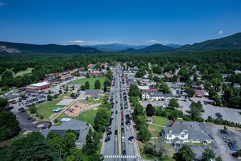 Aerial view of North Conway, New Hampshire