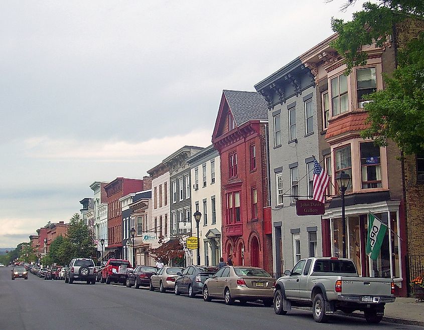 Warren Street from South Fourth Street in the historic district, Hudson, New York