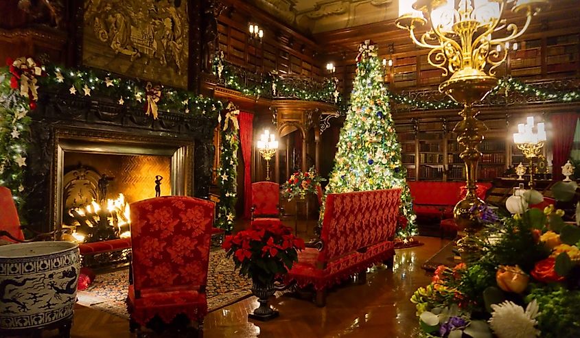 Biltmore Estate interior decorated for Christmas