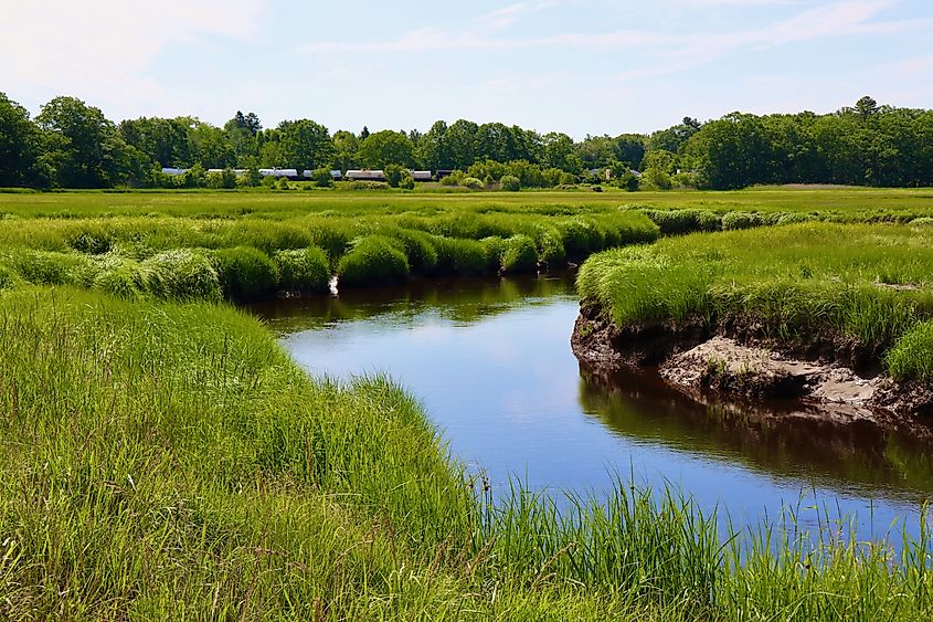 A scenic marshland in Scarborough, Maine. 