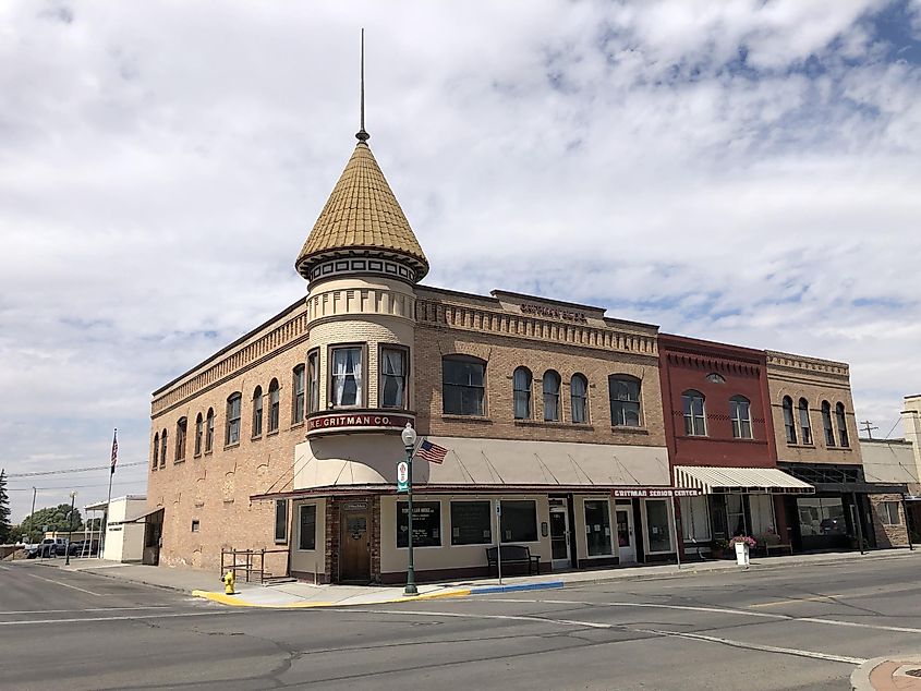 The historic H.E. Gritman Building in downtown Ritzville, Washington.