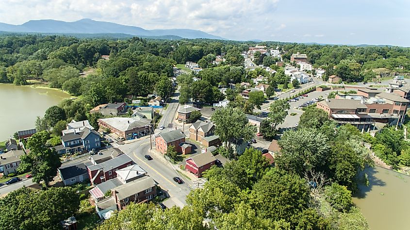 Aerial view of Saugerties, New York.
