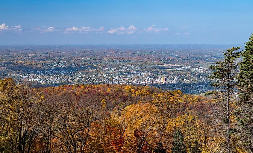 Panorama of the cityscape of Uniontown from Dunbar's Knob