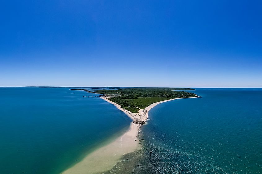 Aerial view of Orient Point in New York.