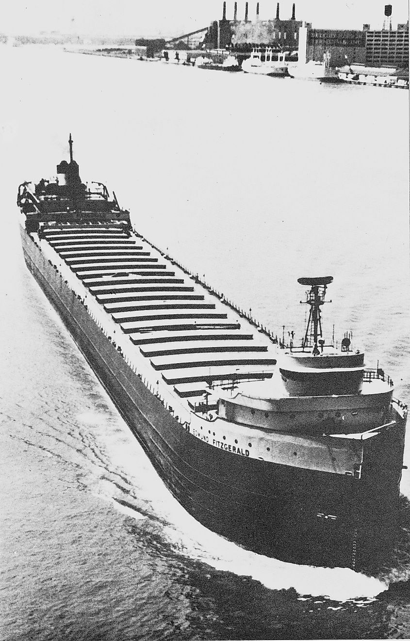 SS Edmund Fitzgerald in ballast, heading for the taconite mines.
