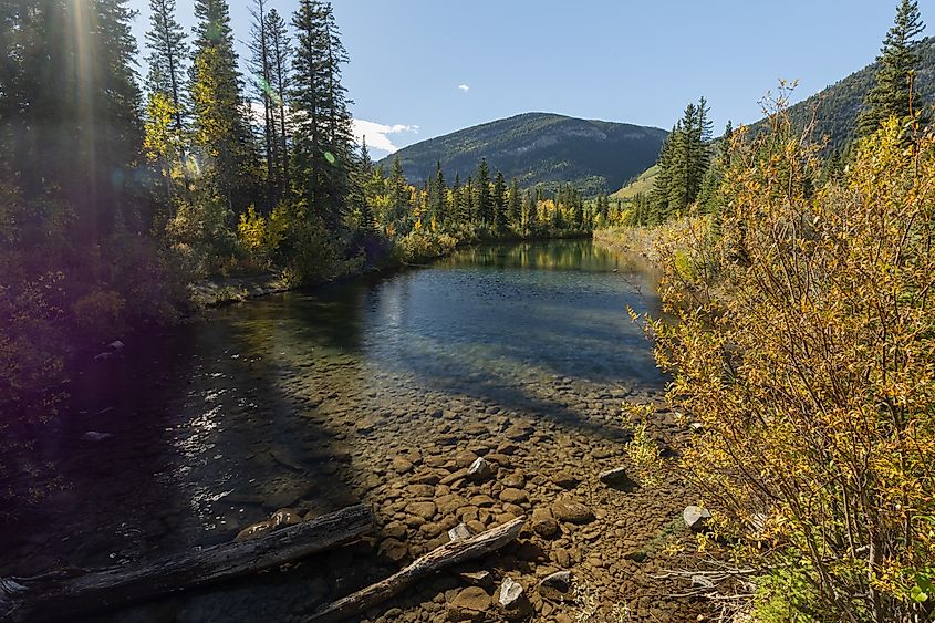 Looking west from the Mount Lorette Ponds, with Mount Collembola in the distance.