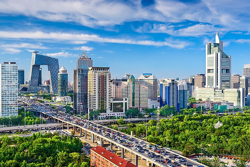 Heavy traffic flow in Beijing, China.