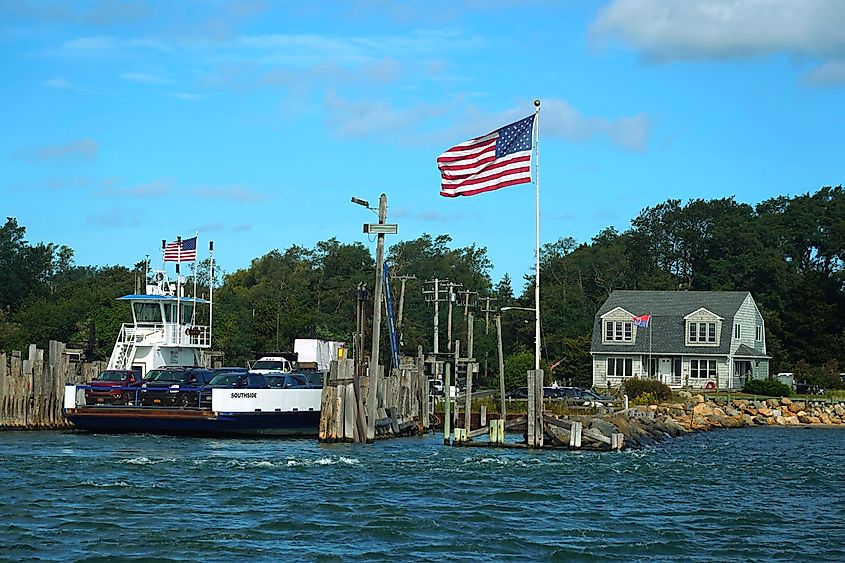 The South Ferry Company boat on Shelter Island, New York