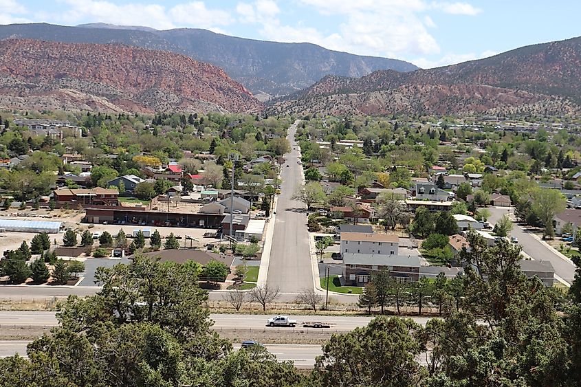 Aerial view of Cedar City, Utah.