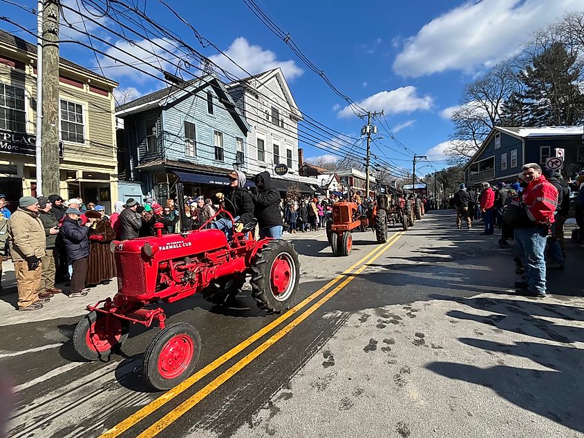 A tractor parade in Chester, Connecticut