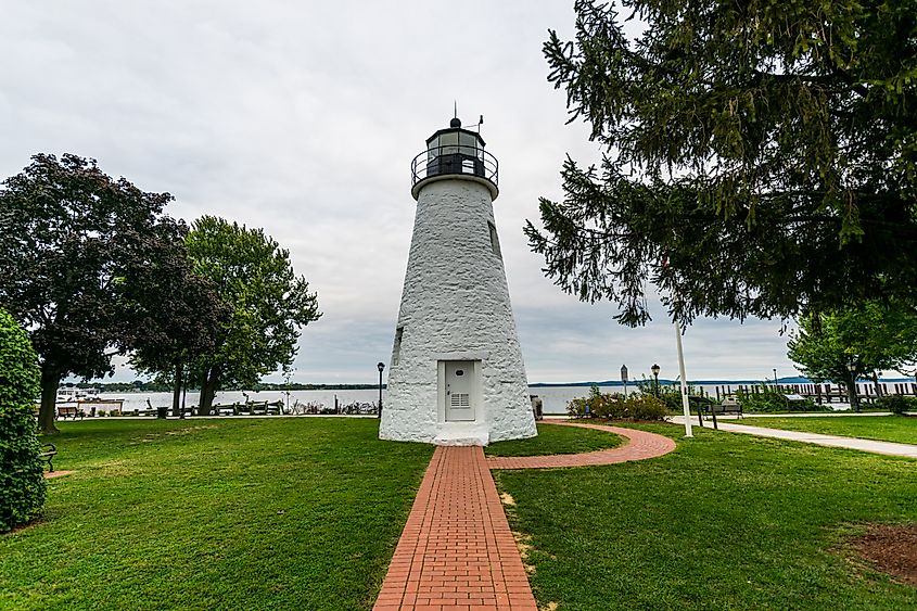 Concord Point Lighthouse at the edge of the Chesapeake Bay 