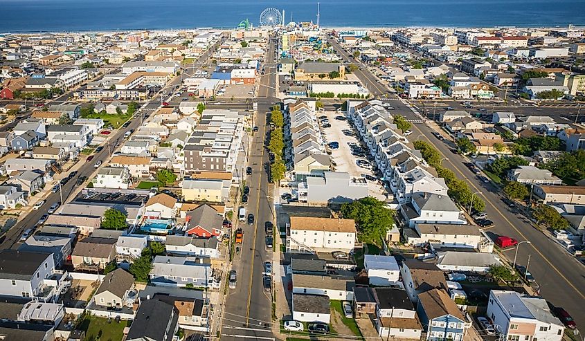 Aerial of Seaside Park, New Jersey Shore.