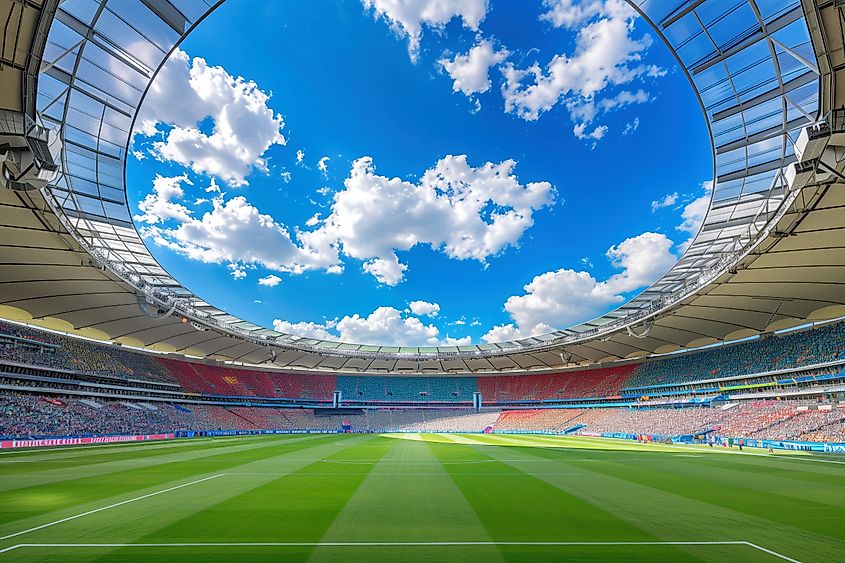 Panoramic view of Olympic Stadium in Berlin in the modern day.