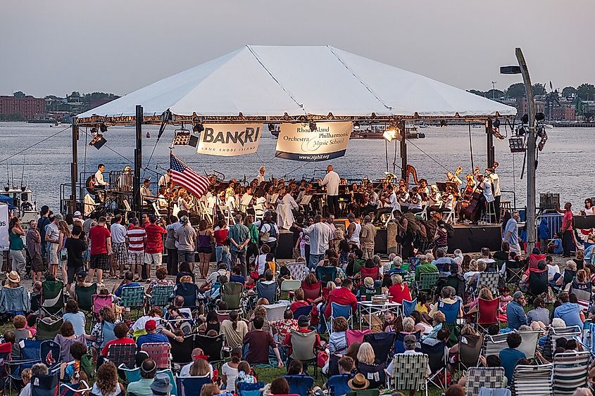 Rhode Island Philharmonic plays an outdoor concert on the Fourth of July.