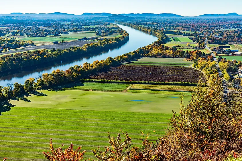 A view of the Connecticut River from Mount Sugarloaf State Reservation in western Massachusetts.