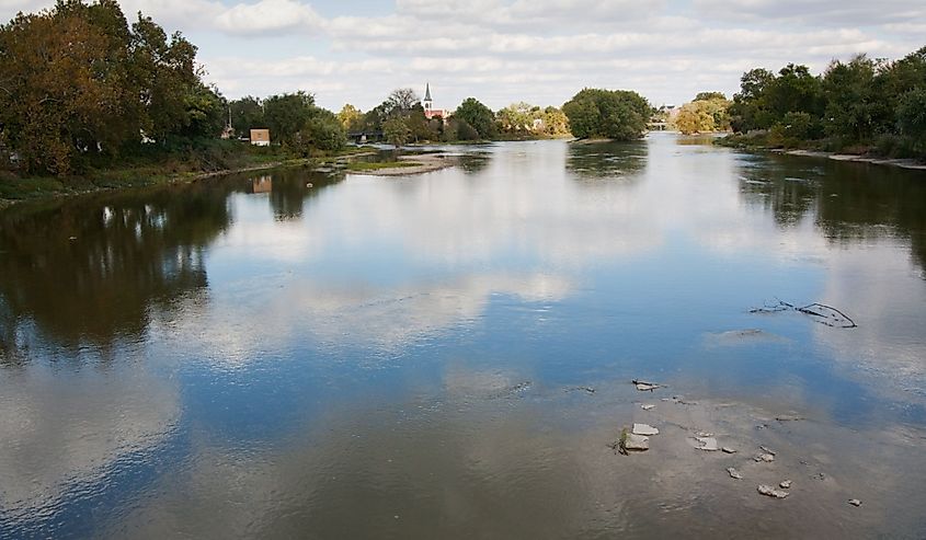 View of the Wabash River from a bridge near Logansport, Indiana