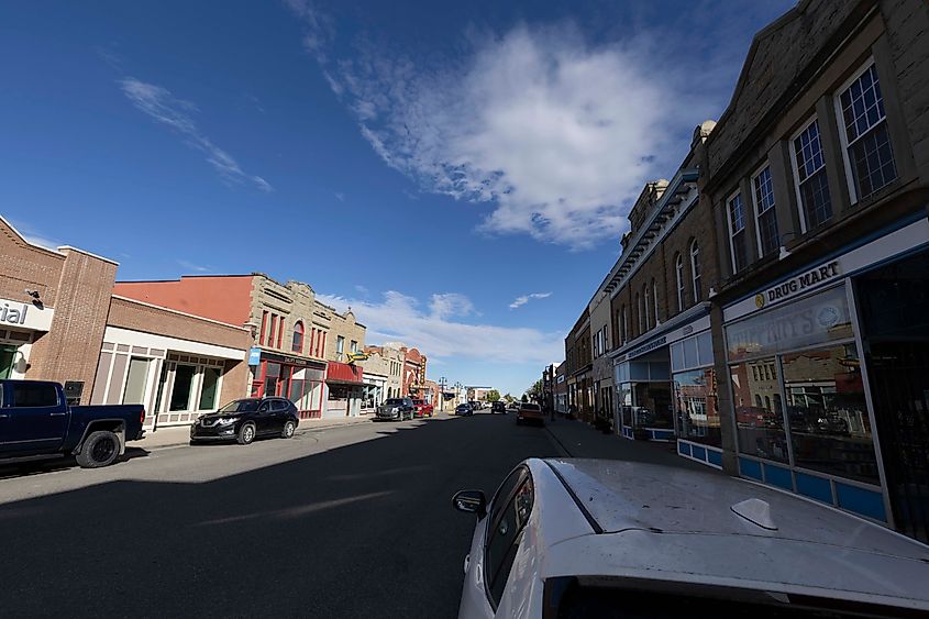 Downtown Fort Macleod. The historic Empress Theater can been seen down the street. 