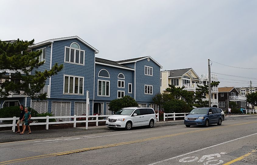 Beach houses in the town of Bethany Beach, Delaware.