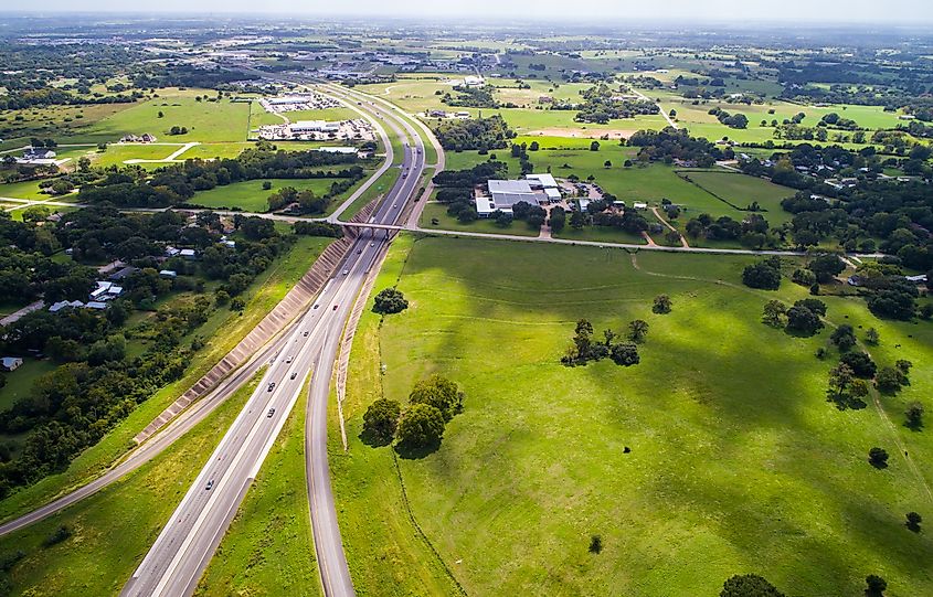 Aerial view of Giddings in Texas.