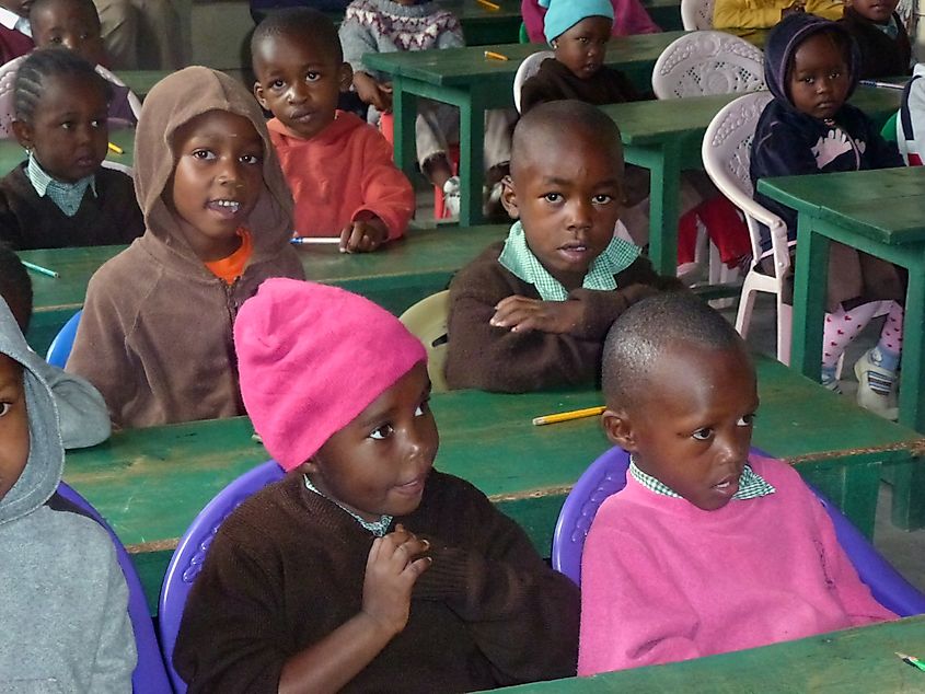 Mogadishu, Somalia: Many children study in a school environment in a school. Shutterstock/SERGUNello