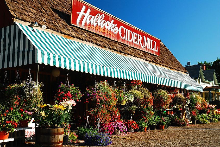 Mattituck, New Yor: Hallocks' Cider Mill, a former apple pressing business now caters to tourists traveling on the North Fork of Long Island