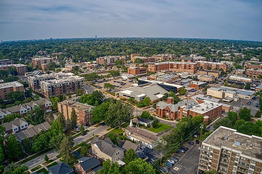 Aerial view of Downers Grove, Illinois