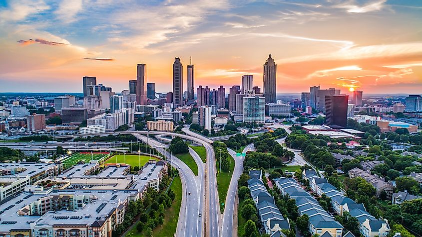 The downtown skyline of Atlanta in Georgia.