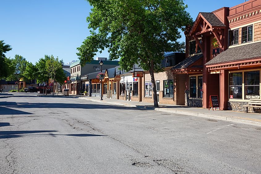 Local businesses in downtown Golden, British Columbia