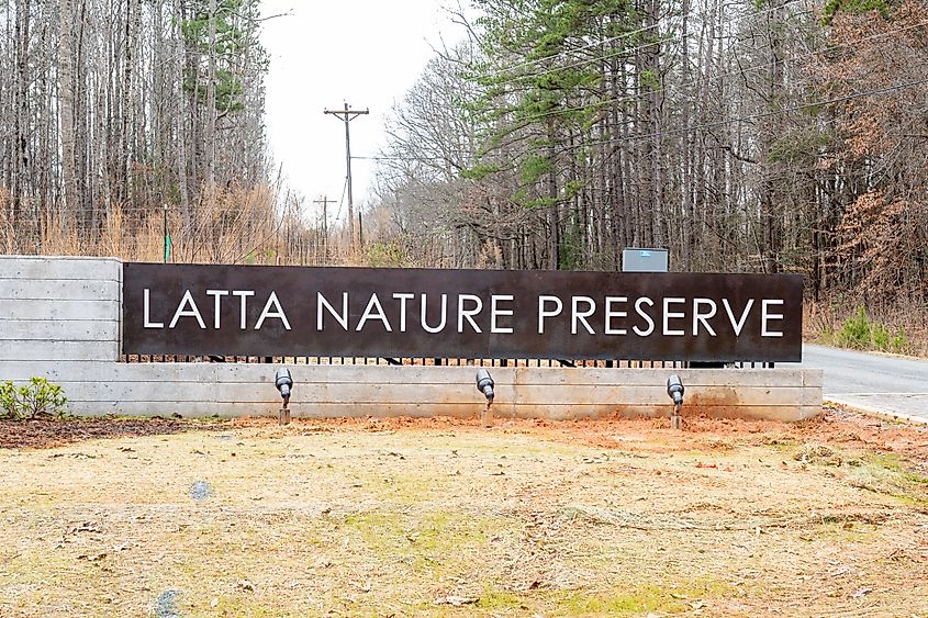 Sign of Latta Nature Preserve in Charlotte, North Carolina