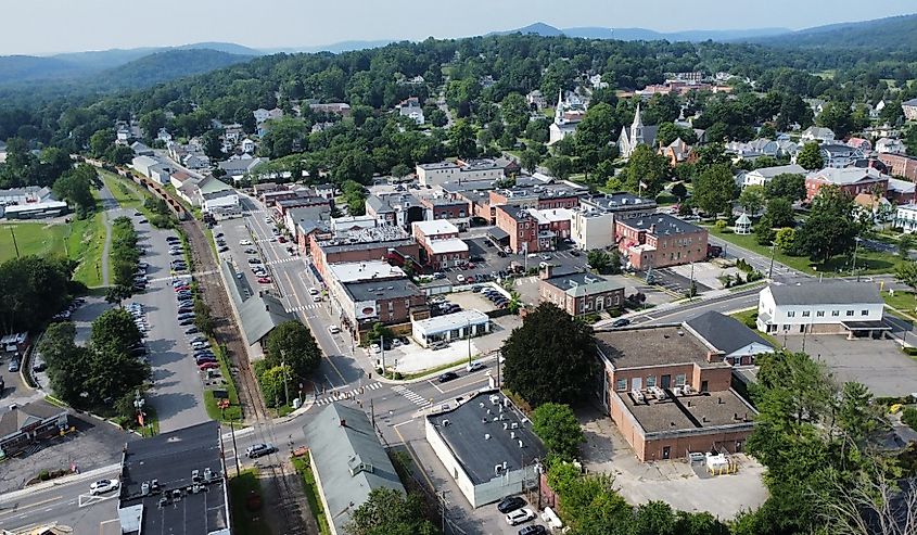 Aerial view of New Milford in Connecticut.