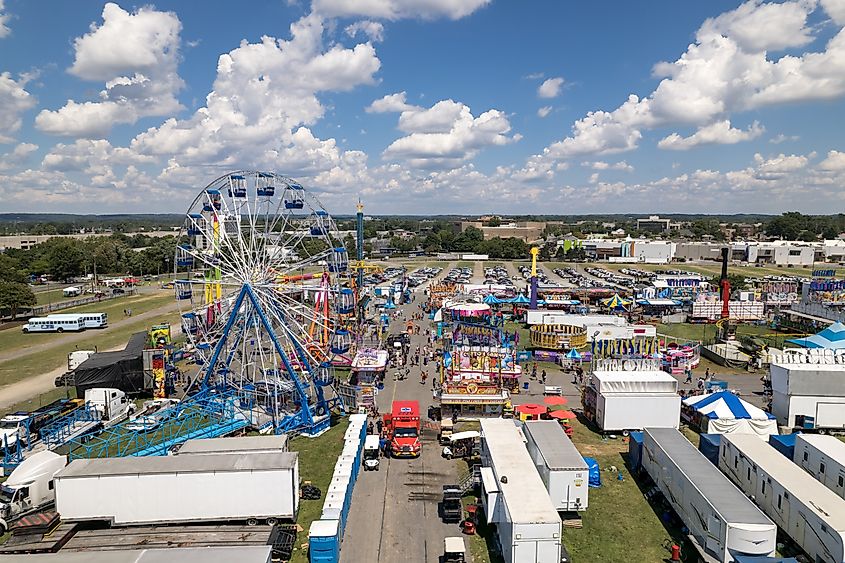 Aerial view of a fairground in Gaithersburg, Maryland.