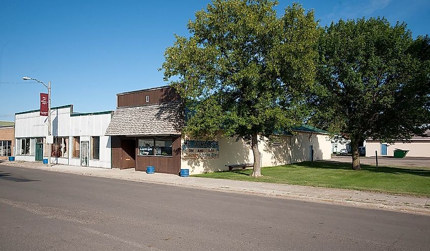 Downtown street in Walhalla, North Dakota.