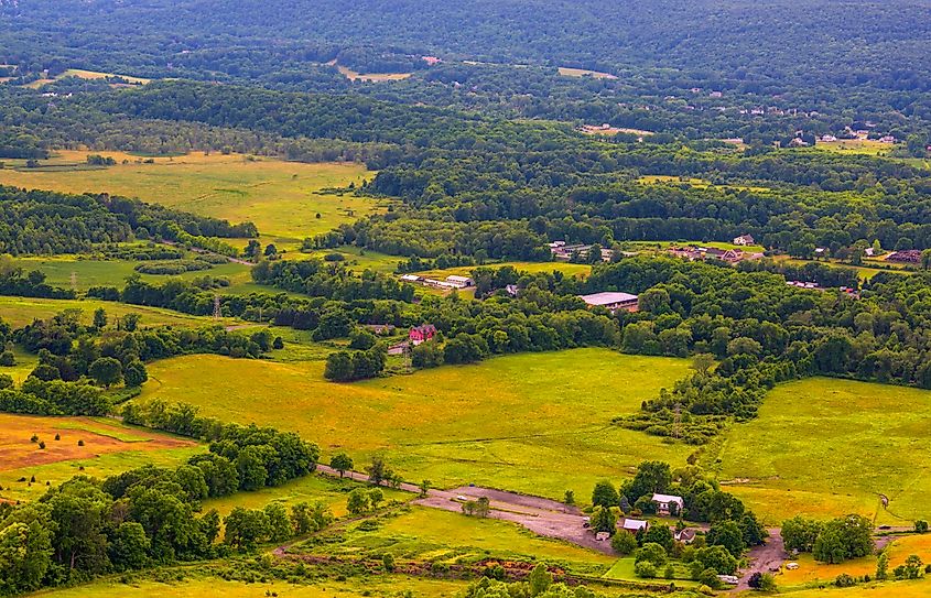 Vernon, New Jersey, viewed from Pinwheel Vista, showcasing the scenic beauty of New Jersey's landscape with rolling hills, forests, and expansive views.