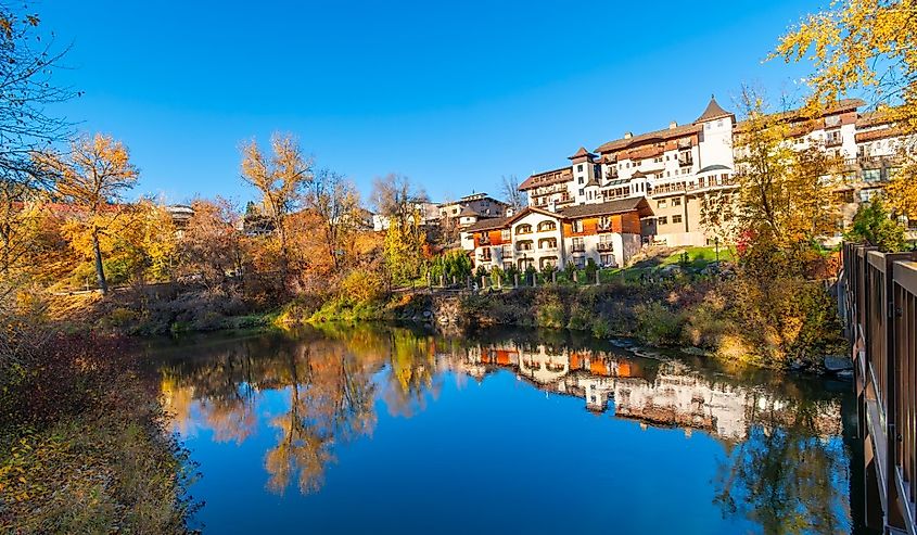 The Wenatchee River at the town of Leavenworth, Washington.