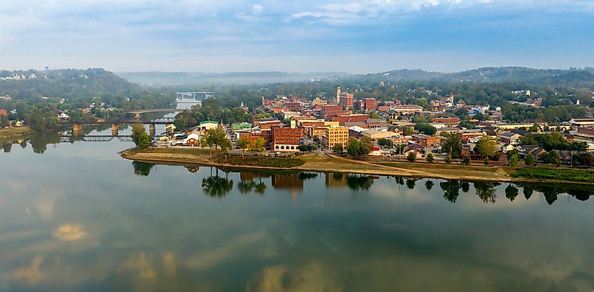 The scenic riverfront of Marietta, Ohio