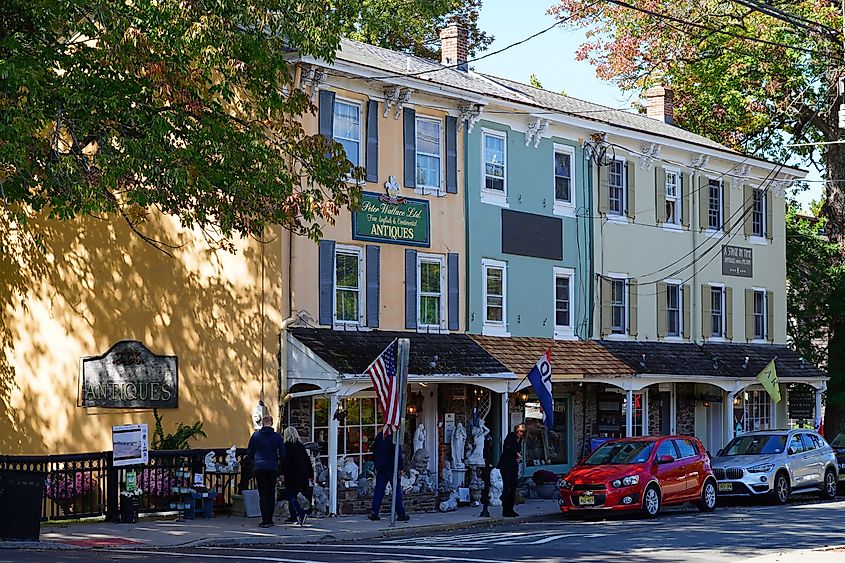 View of the charming historic town of Lambertville, New Jersey.