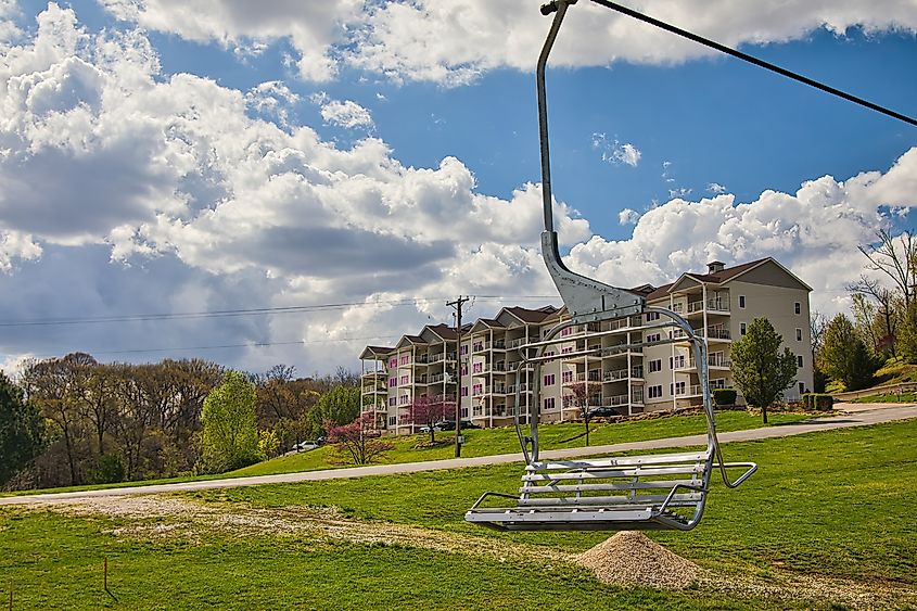 View of the SkyTour Cable Car in Grafton, Illinois.