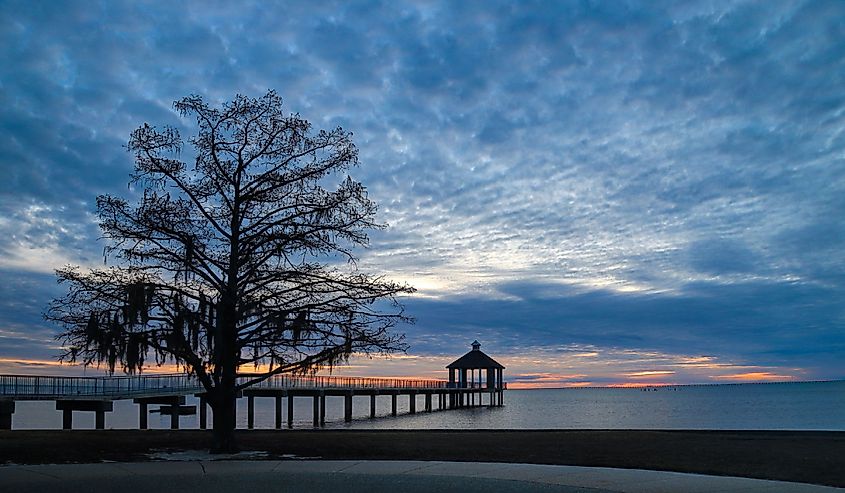 Sunset over Lake Pontchartrain seen from Fontainebleau State Park.
