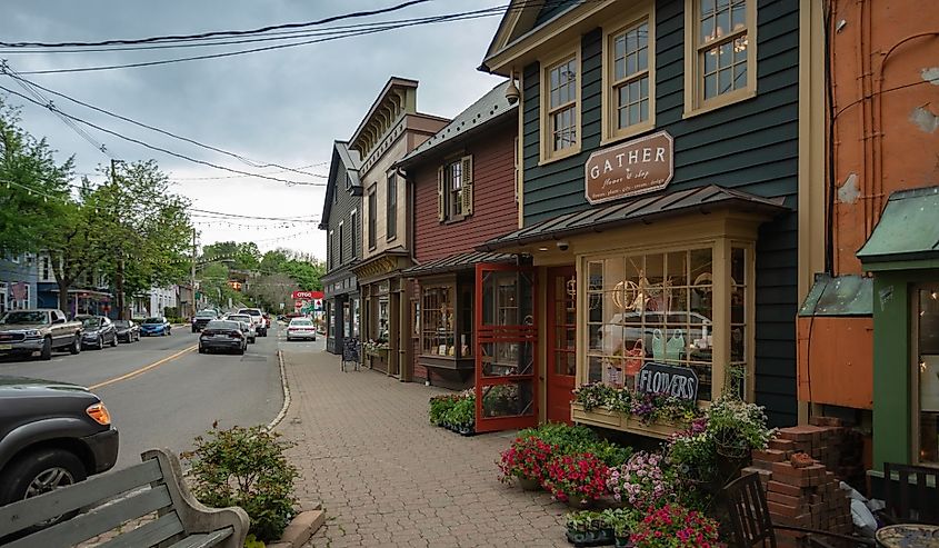 Downtown shops in Frenchtown, New Jersey.