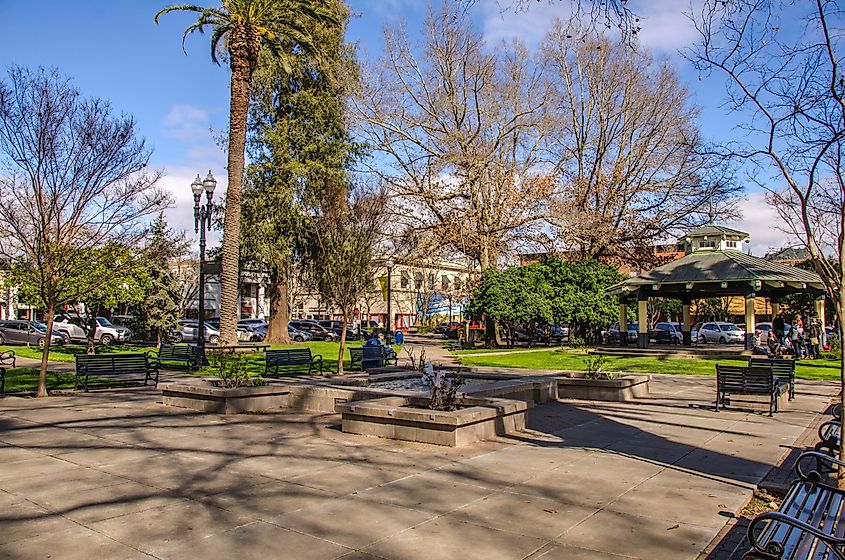 The Healdsburg Plaza at Healdsburg, California.