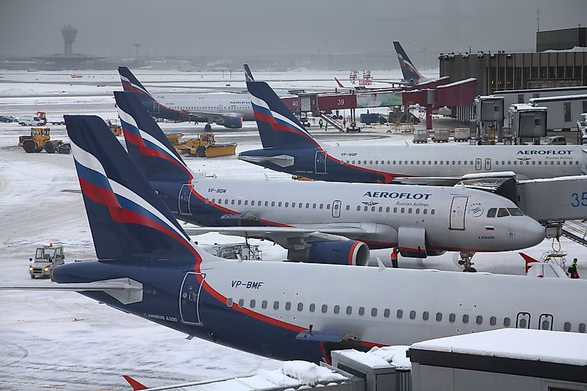 Aeroflot Russian Airlines fleet at Moscow Sheremetyevo Airport. Image Credit Tupungato via Shutterstock.